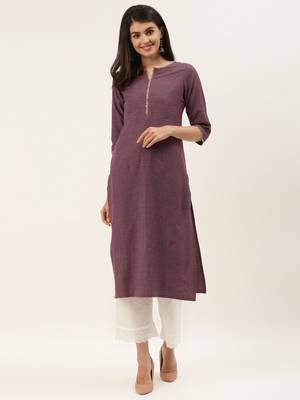 Maroon & White Handwork Checked Straight Kurta 4