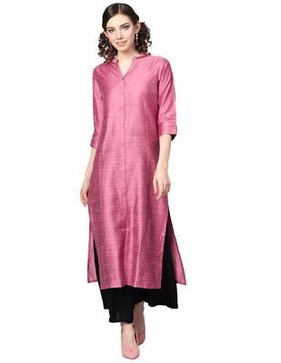 Pink Dobby Weave Woven Design Straight Kurta 1
