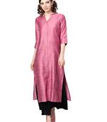 Pink Dobby Weave Woven Design Straight Kurta