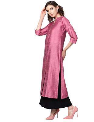 Pink Dobby Weave Woven Design Straight Kurta 2