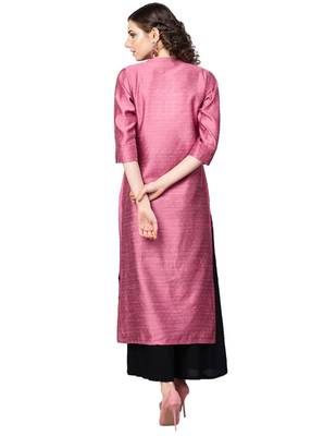 Pink Dobby Weave Woven Design Straight Kurta 3