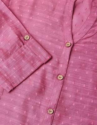 Pink Dobby Weave Woven Design Straight Kurta 4