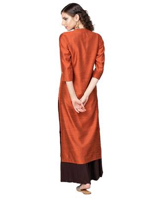 Rust Orange Dobby Weave Woven Design Straight Kurta 3