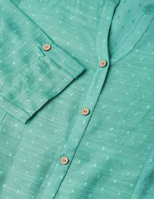 Green Dobby Weave Woven Design Straight Kurta 5