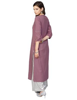 Purple Foil Print Straight Kurta 3