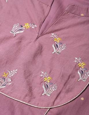Purple Foil Print Straight Kurta 5