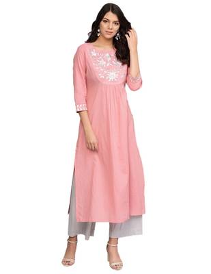 Women Pink Yoke Design A Line Kurta 4