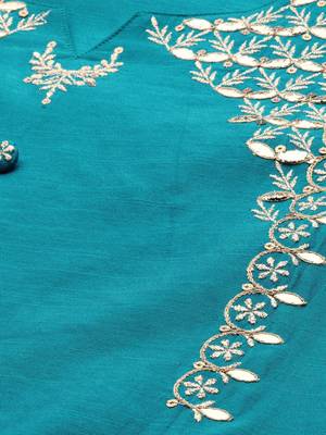 Women Blue Embroidered Straight Kurta 5