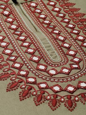 Women Olive Green With A Tinge Of Beige & Maroon Embellished Straight Kurta 5