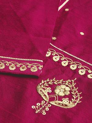 Women Magenta & Gold Toned Yoke Design Straight Kurta 5