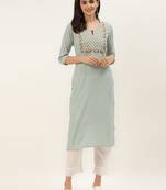 Green Yoke Design Straight Kurta