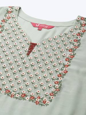 Green Yoke Design Straight Kurta 5