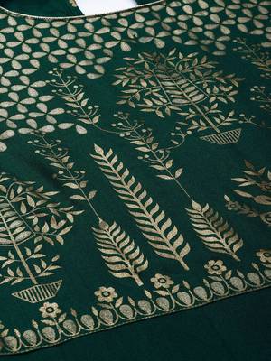 Women Green & Gold Toned Printed A Line Kurta 4