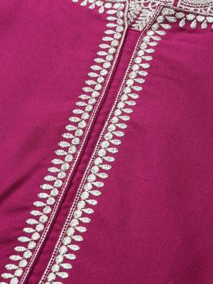 Women Magenta Pink Embroidered Anarkali Kurta 4