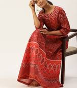 Women Maroon & White Printed Styled Back Anarkali Kurta