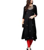 Black Embroidered Straight Kurta