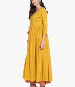 Mustard Embroidered A Line Kurta