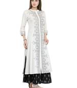 Women White & Black Printed A Line Kurta