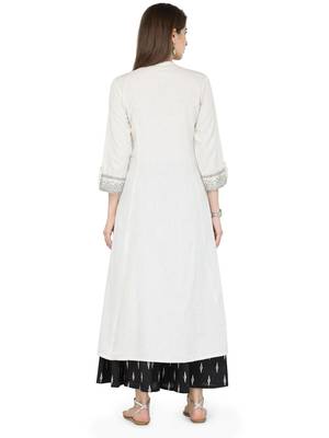 Women White & Black Printed A Line Kurta 3