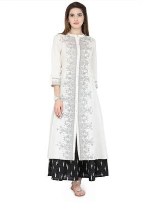 Women White & Black Printed A Line Kurta 5