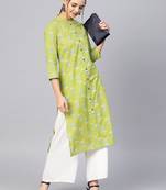 Women Green Printed Straight Kurta