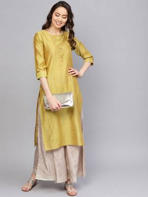 Women Green Dual Toned Solid Straight Kurta 1