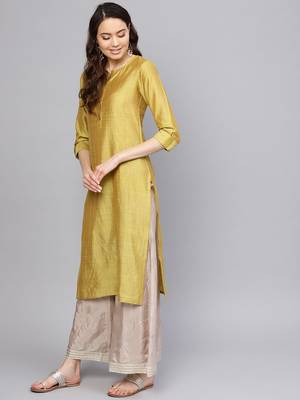 Women Green Dual Toned Solid Straight Kurta 2