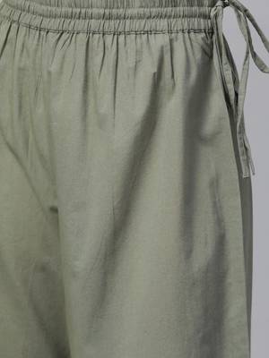 Women Olive Green Yoke Design Kurta With Palazzos 3