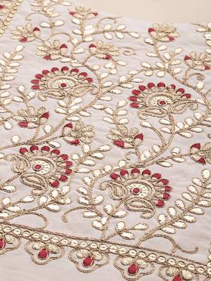 Off White & Maroon Yoke Design Kurta with Trousers & Dupatta 5