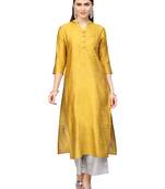 Mustard Yellow Woven Design Straight Kurta