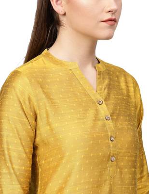 Mustard Yellow Woven Design Straight Kurta 4