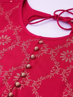 Women Pink & Gold Toned Foil Printed Anarkali Kurta 3