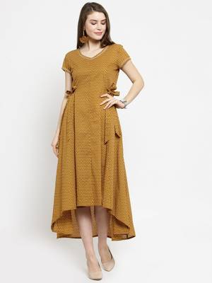 Women Brown Printed Fit and Flare Dress 1