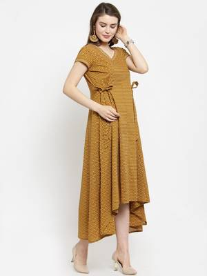 Women Brown Printed Fit and Flare Dress 2