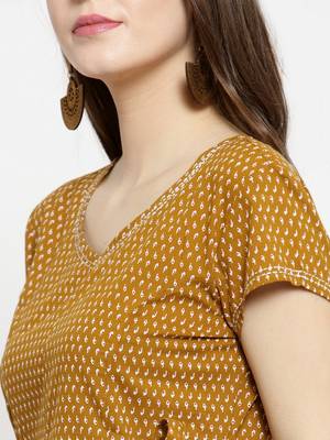 Women Brown Printed Fit and Flare Dress 3