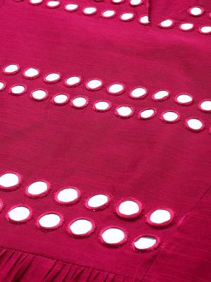 Women Magenta & Silver Toned Embellished A Line Kurta 5