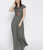 Women Grey Solid Maxi Dress