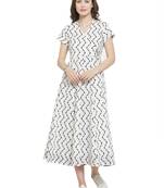 Women White Printed Fit and Flare Dress