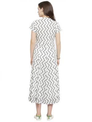 Women White Printed Fit and Flare Dress 3
