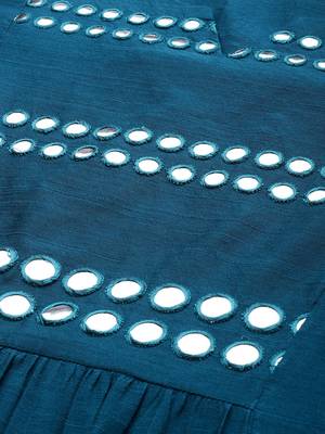 Women Teal & Silver Toned Embellished A Line Kurta 3