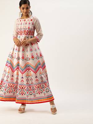 varanga women off white pink ethnic printed styled back anarkali kurta 1