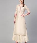 Beige Solid Straight Kurta
