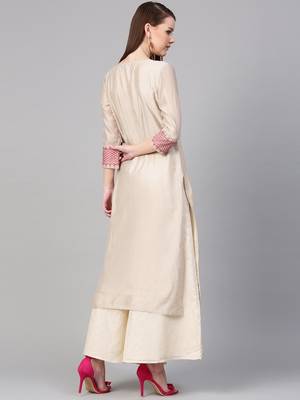 Beige Solid Straight Kurta 4