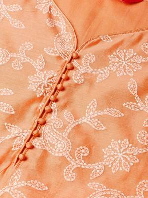 Peach Chikankari Printed Straight Kurta. 5