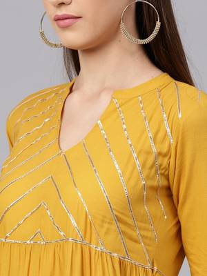 Mustard Yellow Solid Tiered Anarkali Kurta 2
