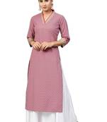 Women Grey & Pink Printed Straight Kurta
