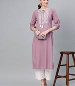 Mauve Straight Kurta With Zari,