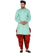 Green plain rayon dhoti-kurta