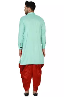 Green plain rayon dhoti-kurta