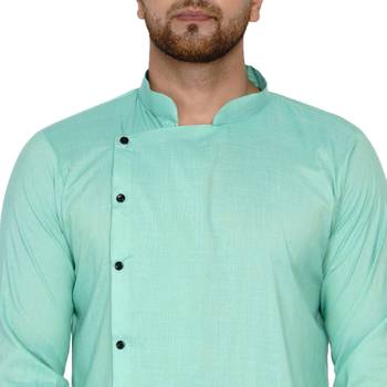 Green plain rayon dhoti-kurta 5